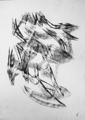 Pájaro. Carbonilla sobre papel blanco - 0,60 x 0,80 m