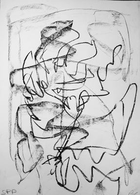 Sin título. Carbonilla sobre papel blanco - 0,60 x 0,80 m