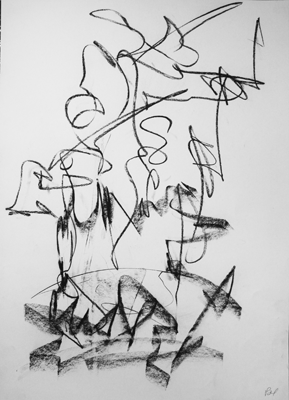 Violinista. Carbonilla sobre papel blanco - 0,60 x 0,80 m