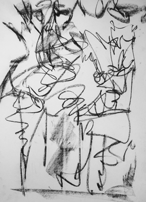 Dibujo animado. Carbonilla sobre papel blanco - 0,60 x 0,80 m