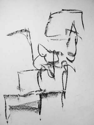 Chino básico. Carbonilla sobre papel blanco - 0,60 x 0,80 m