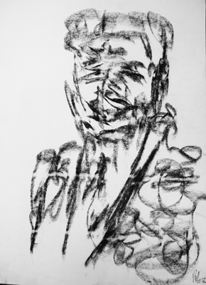 De gala. Carbonilla sobre papel blanco - 0,60 x 0,80 m