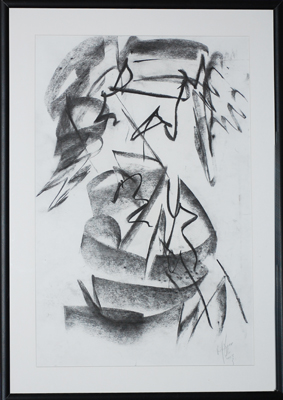 Carbonilla sobre papel blanco