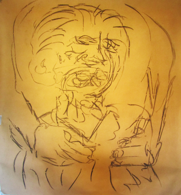 Niño protegido. carbonilla sobre papel ilustración - 1,20 x 1,20 m