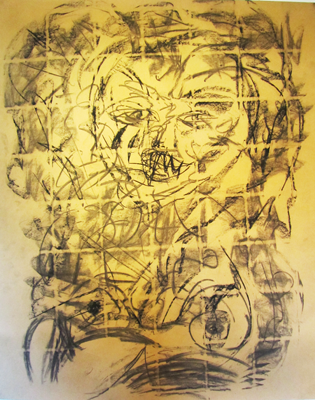 Solo por dinero. carbonilla sobre papel ilustración - 1 x 1,50 m