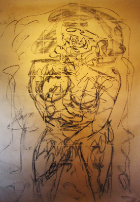 Pudor. carbonilla sobre papel ilustración - 1,60 x 1,10 m